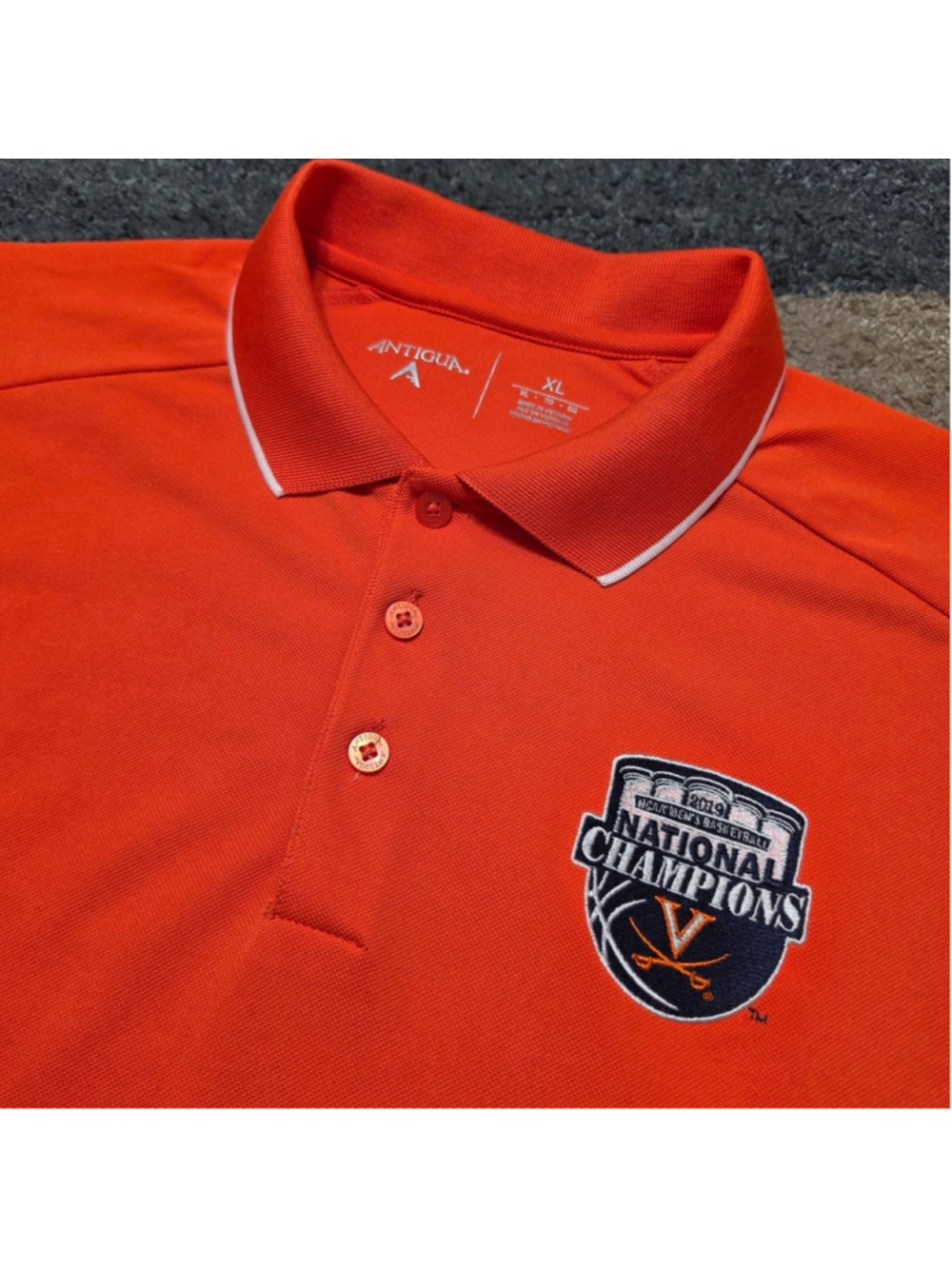 Virginia Cavaliers 2019 National Champions Polo XL Orange Antigua